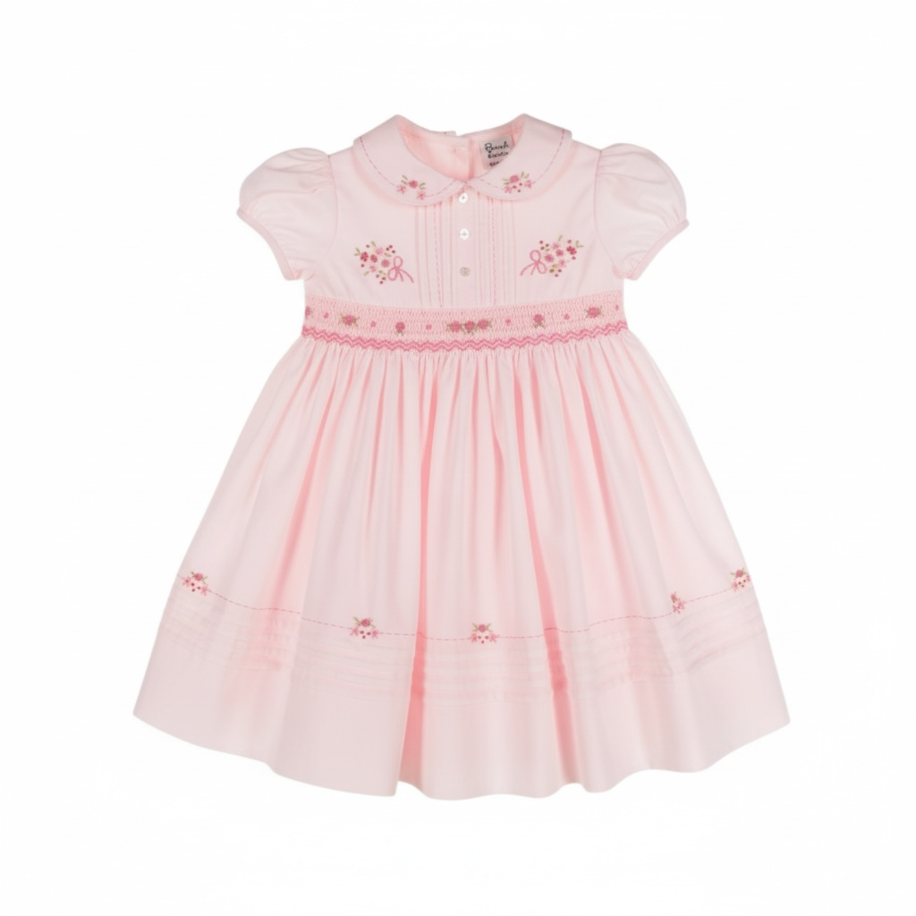 Sarah Louise - Traditional, hand smocked dress, pale pink