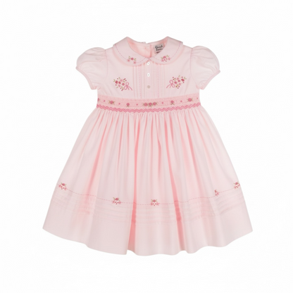 Sarah Louise - Traditional, hand smocked dress, pale pink
