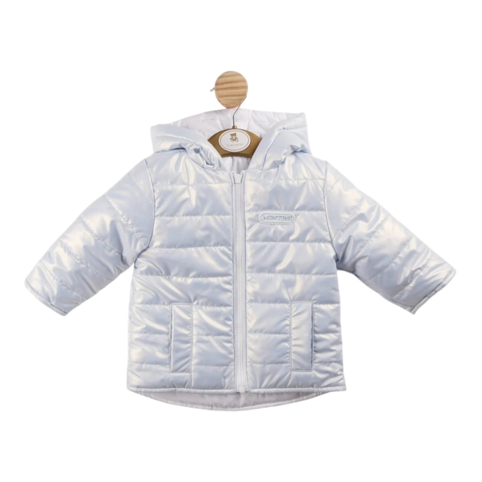 Mintini, Coats & Jackets, Mintini - Reversible padded jacket with hood, pale blue/white