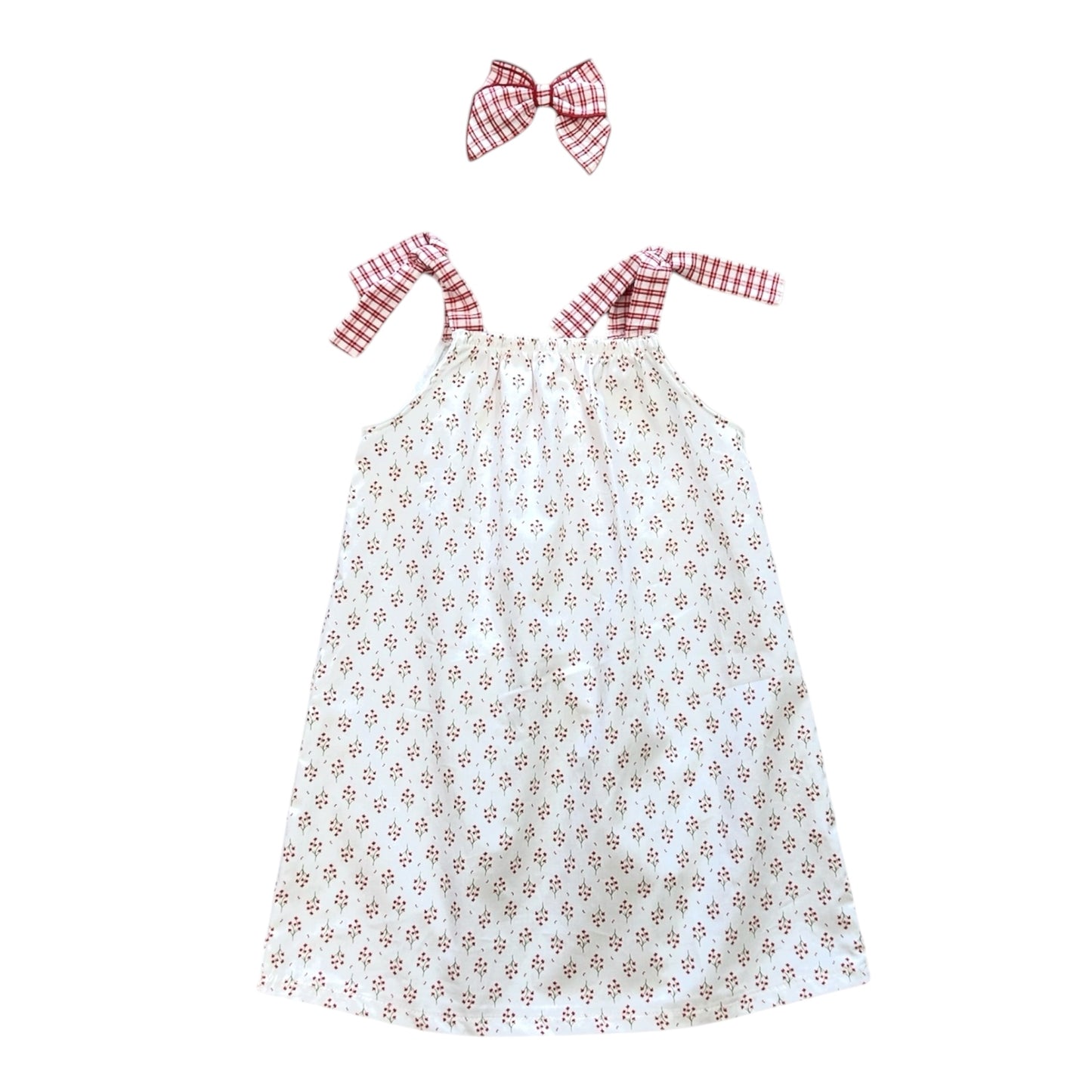 Rapife - White dress with red print matching hairclip