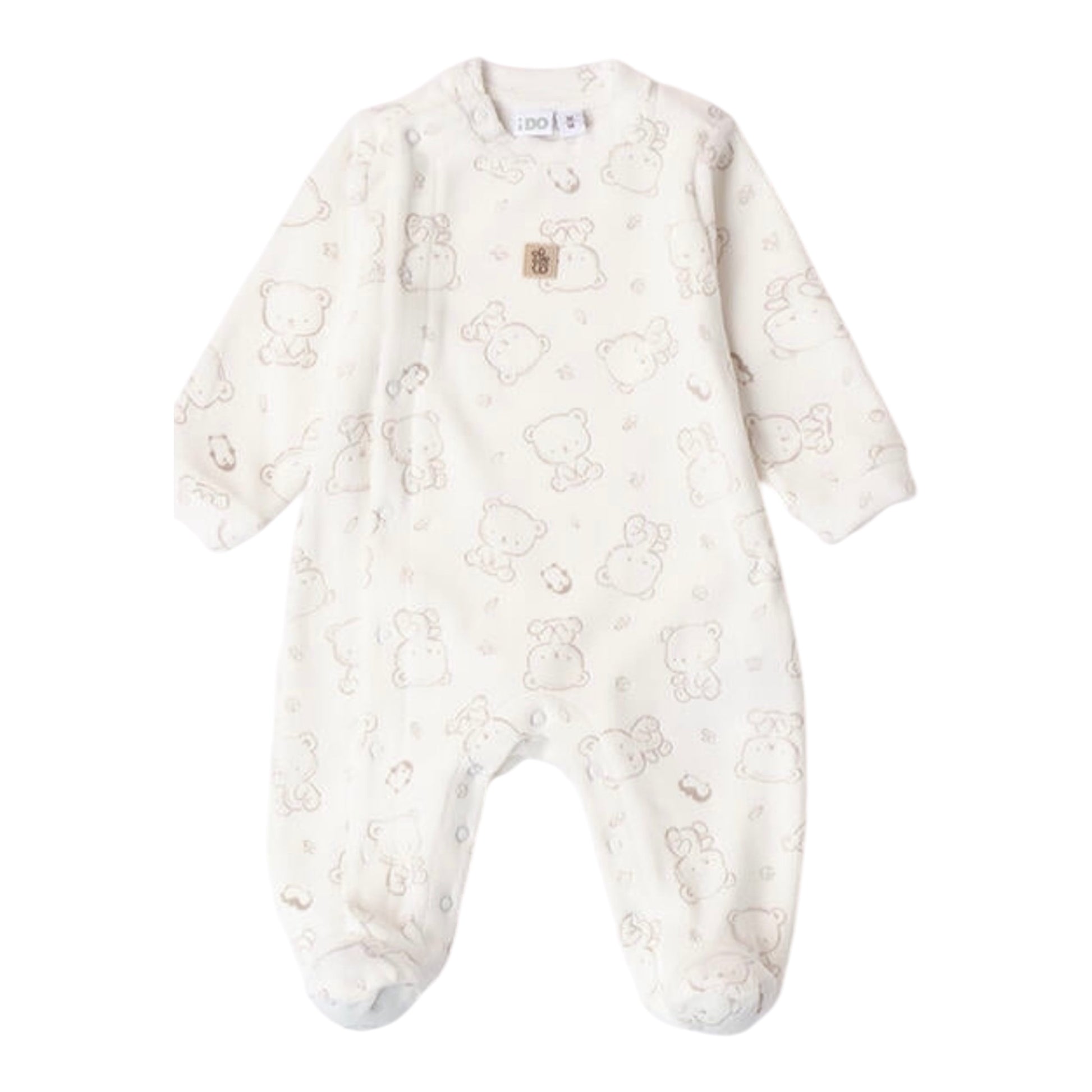 iDO, All in ones, iDO - Winter white velour all in one, teddy print