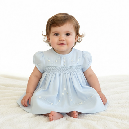 Sarah Louise - Hand smocked Dress, blue