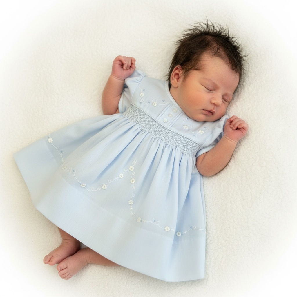 Sarah Louise - Hand smocked Dress, blue