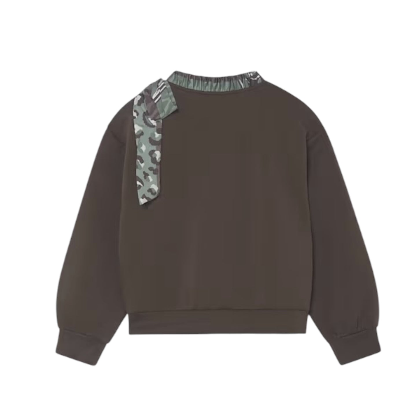 Mayoral - Brown sweatshirt with green and brown neck scarf trim
