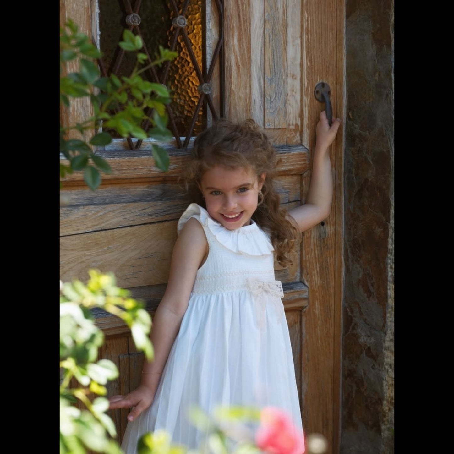 Deolinda - Ivory dress with smocking detail