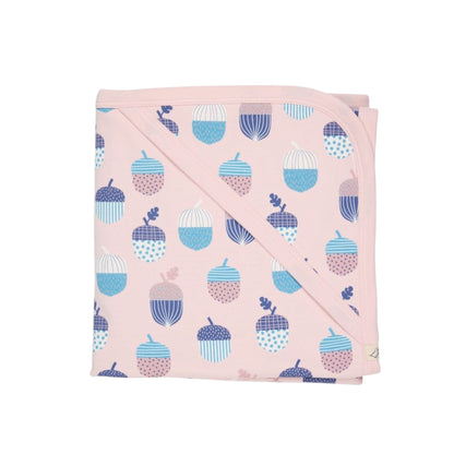 Pigeon Organics - Pink acorn hooded blanket & bib