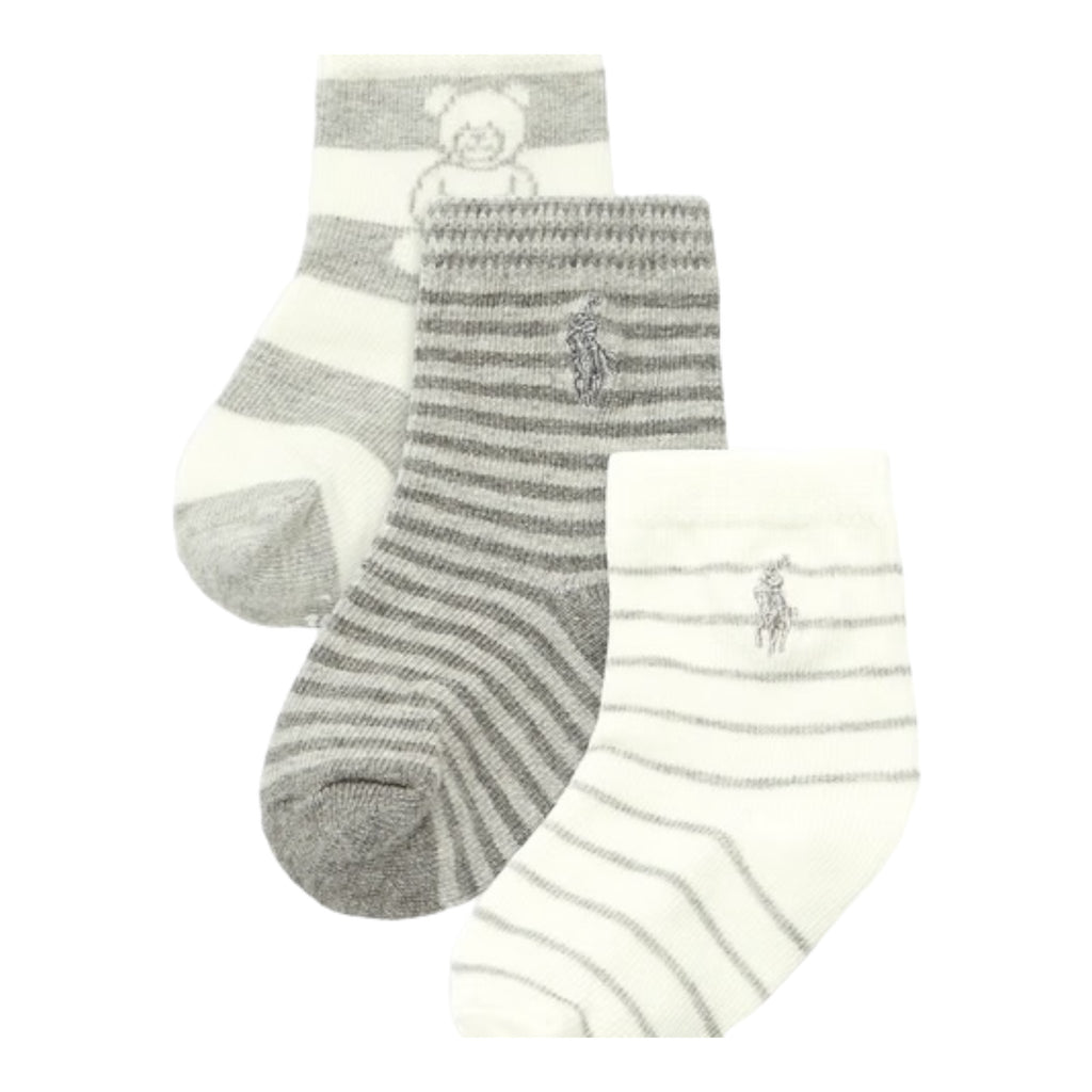 Ralph Lauren, socks, Ralph Lauren - 3pr pack grey/cream stripe