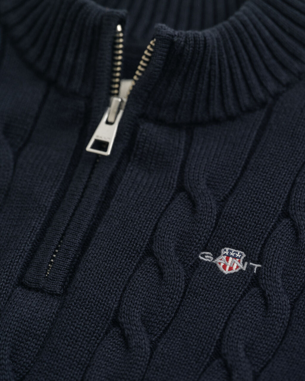 Gant - Navy, cable knit, half zip top, 5-6yrs
