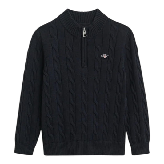Gant - Navy, cable knit, half zip top, 5-6yrs