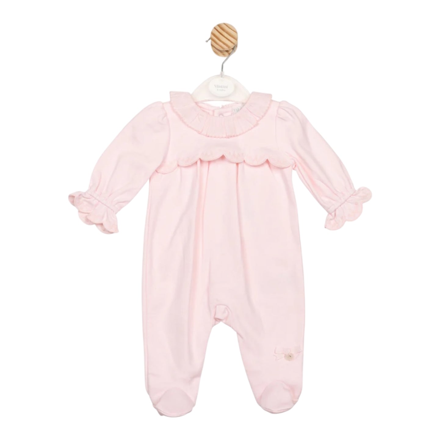 Mintini - Pink all in one, scallop bodice and cuffs