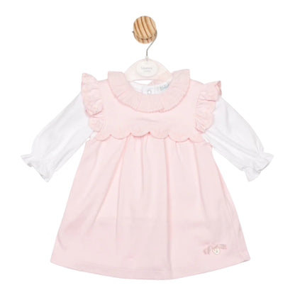 Mintini - Pink dress with mock white top underneath