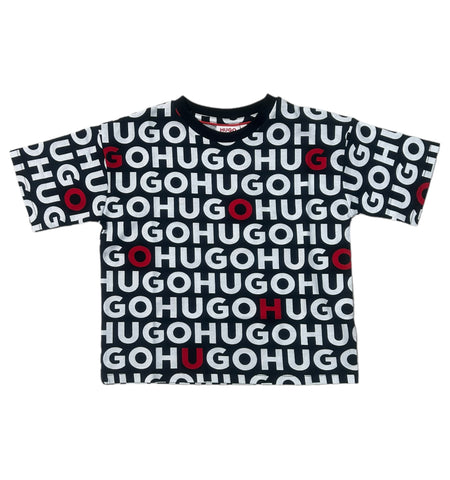 Hugo, T-shirts, HUGO - Crew neck T-shirt with all over HUGO branding