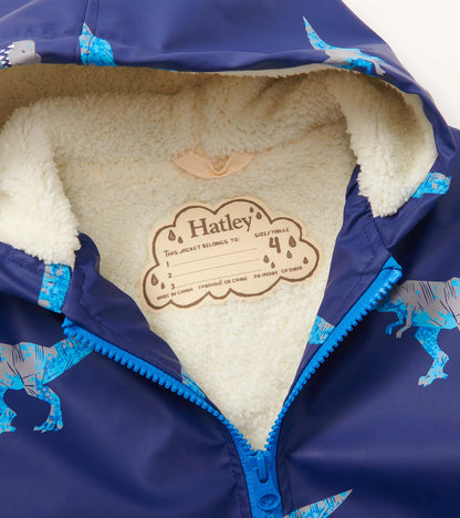 Hatley, raincoats, Hatley - T-Rex sherpa lined splash jacket