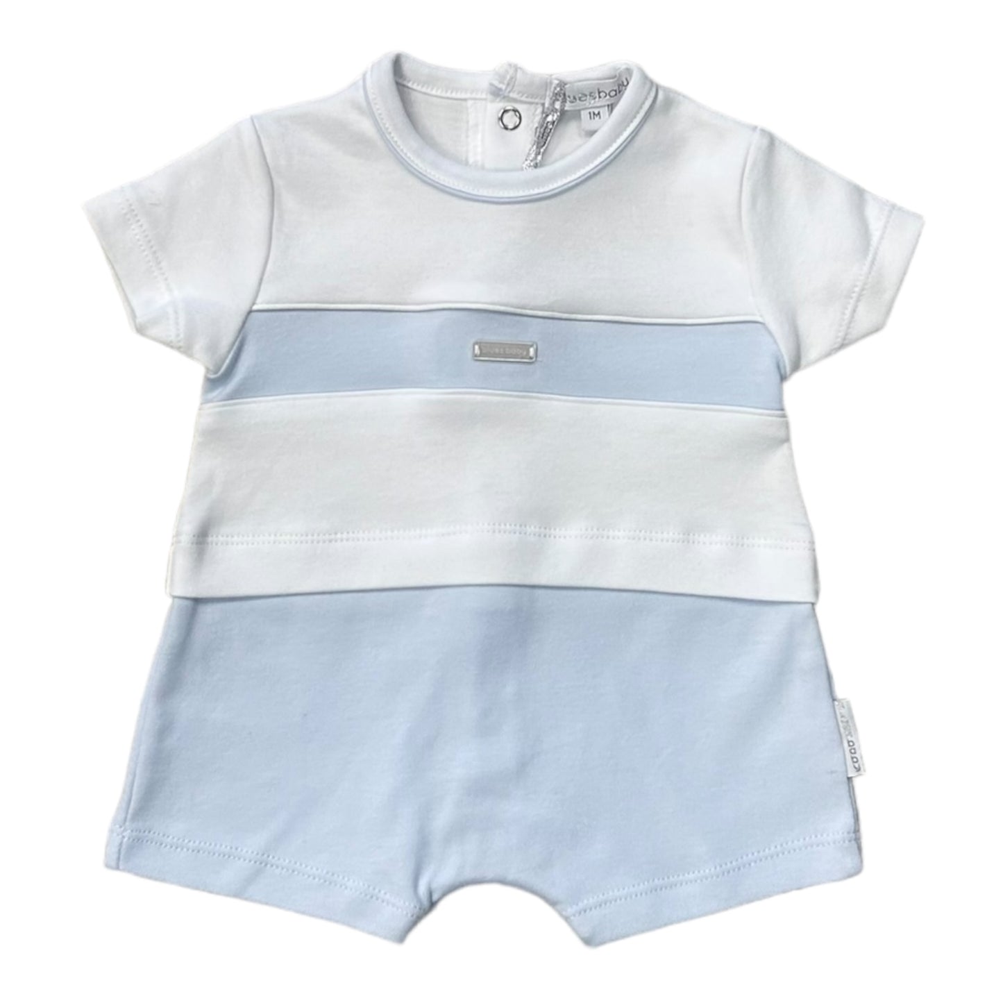 blues baby, All in ones, blues baby - white and pale blue all in one, mock top and shorts