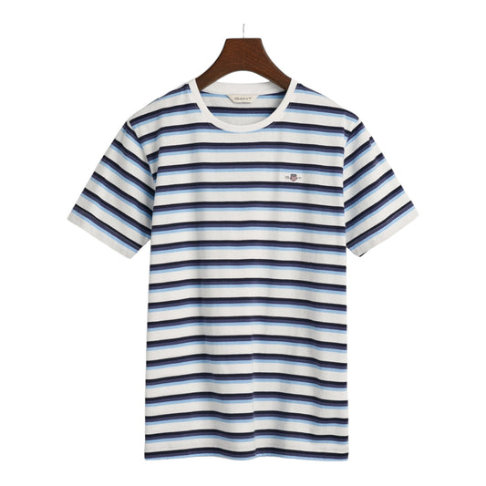 Gant, T-shirts, Gant - Striped shield T-shirt, blue/white, 11/12 years