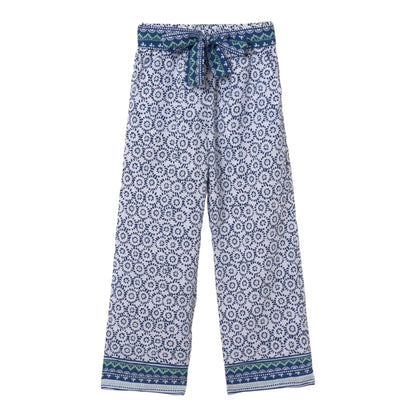 Mayoral, trousers, Mayoral - wide leg, blue and white patterned trousers