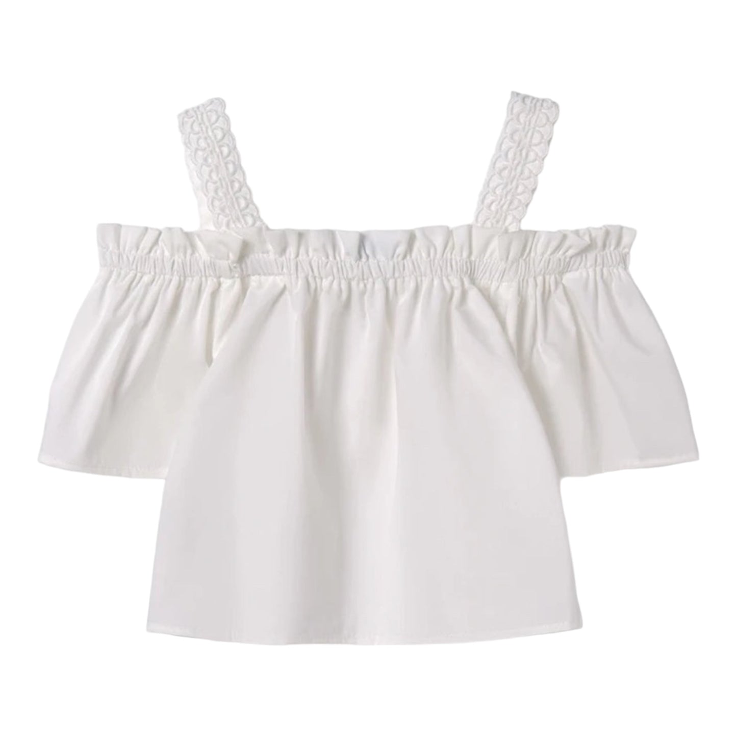 Mayoral, Blouse, Mayoral - White off the shoulder top with detailed straps