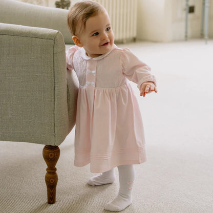 Emile et Rose - Light pink dress and tights, embroidered bodice, Hettie