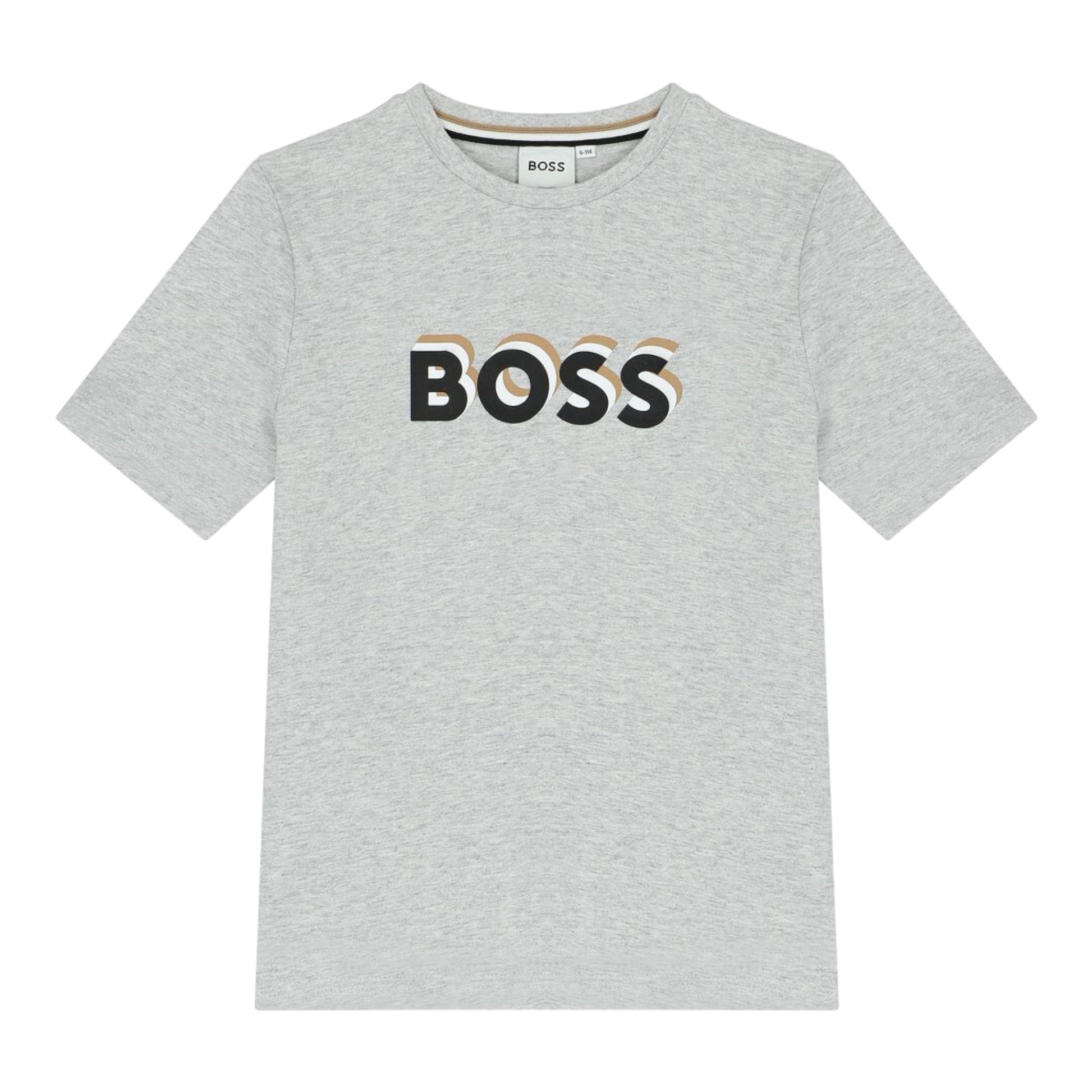 Boss, T-shirts, Boss - Crew neck, GreyT-shirts with BOSS front print