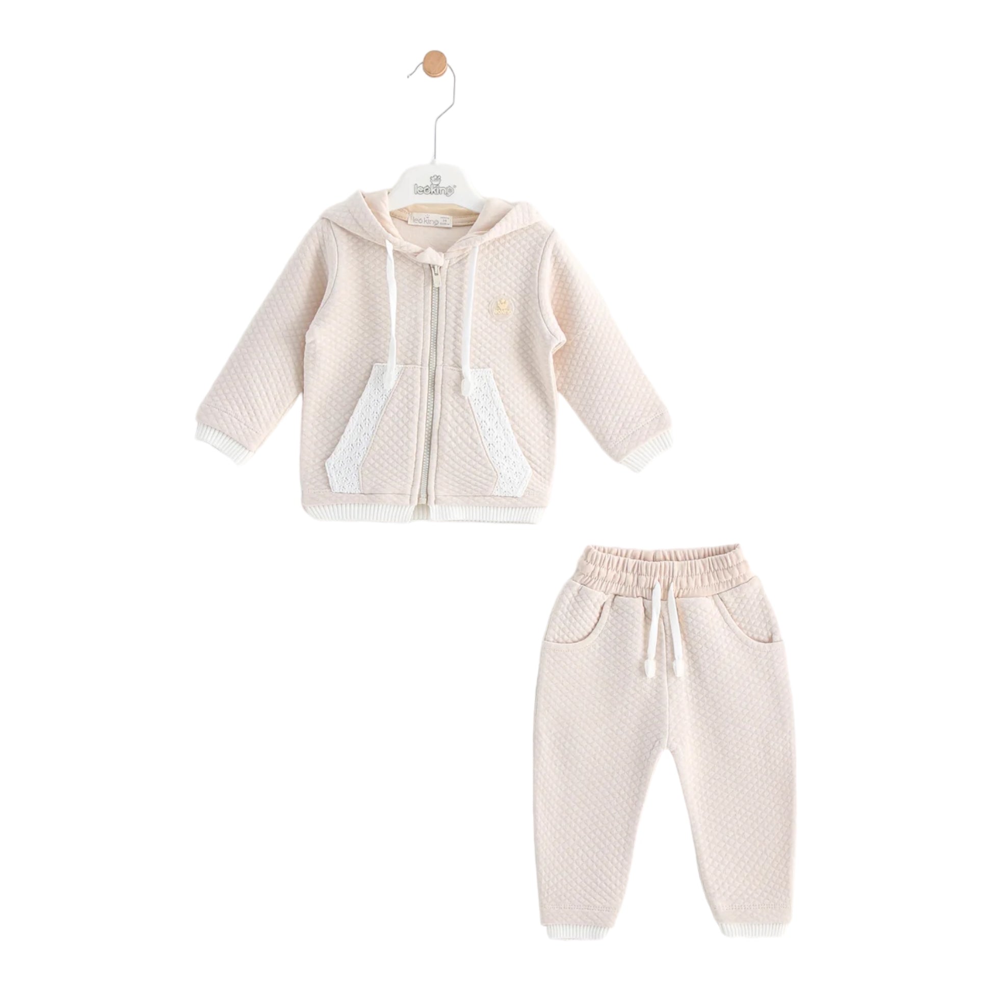 leo king, Jogging Suits, leo king - Beige 2 piece track suit