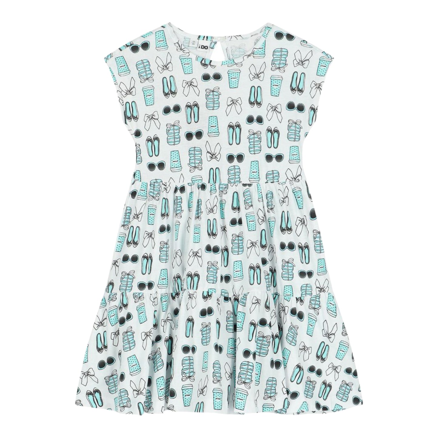 iDO, dresses, iDO - White dress with aqua shoe and sunglasses print