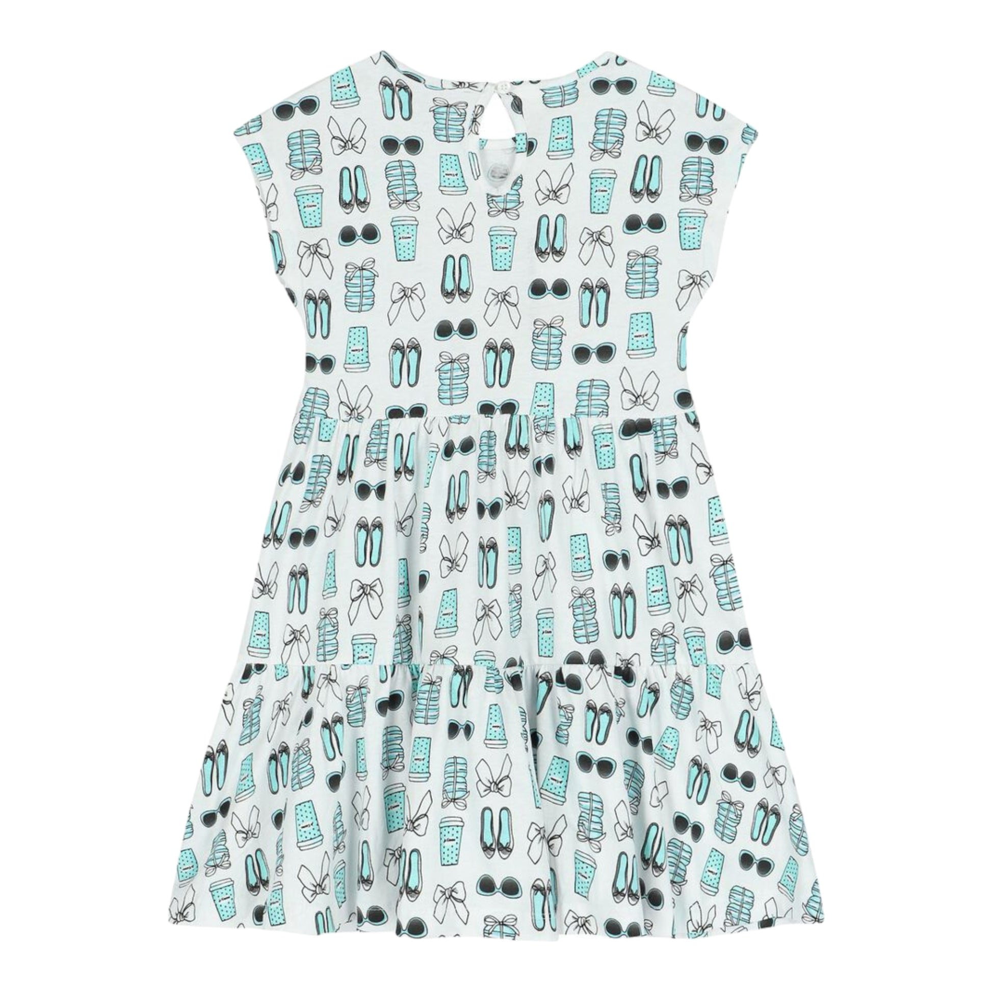 iDO, dresses, iDO - White dress with aqua shoe and sunglasses print