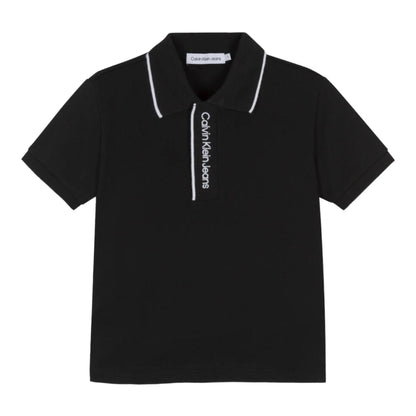 Calvin Klein, T-shirts, Calvin Klein - Black polo T-shirt with white edging