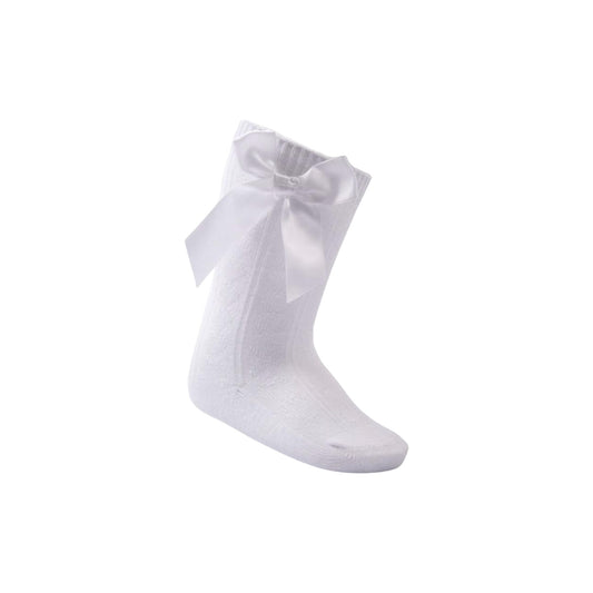 Soft Touch - Bow Knee Socks, White
