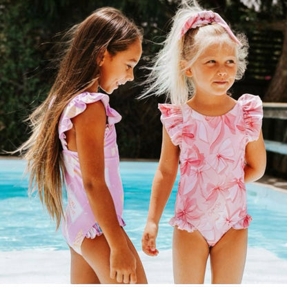A’Dee - Pink bow print swimming costume