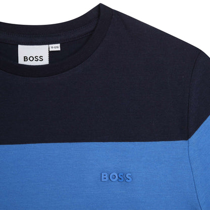 Boss, Tee shirts, Boss - Blue and white block stripe T-shirt