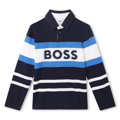 Boss, Long sleeved polo Tee shirts, Boss - Long sleeved polo Tee, blue/navy/white