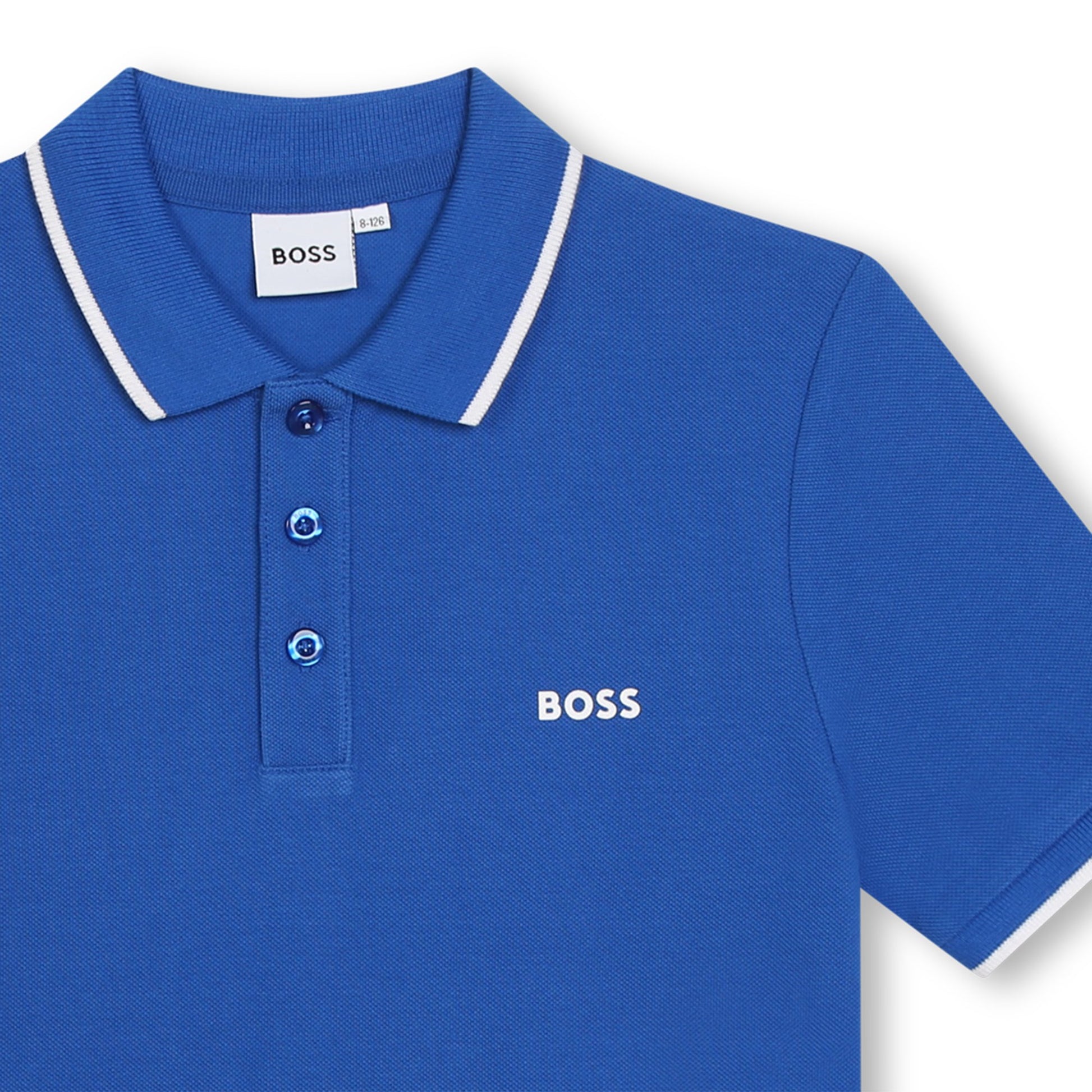 Boss, T-shirts, Boss - Blue Polo T-shirt with white trim