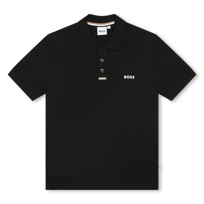 Boss, T-shirts, Boss - Black Polo T-shirt with tan and white trim