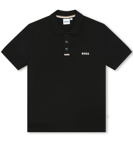 Boss, T-shirts, Boss - Black Polo T-shirt with tan and white trim