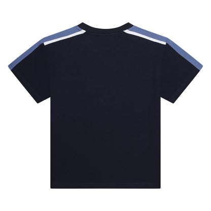 Boss, T-shirts, Boss - Crew neck, Navy and blue T-shirts with BOSS side print