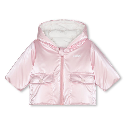 Boss, Coats & Jackets, Boss - Pale pink baby reversible puffer jacket