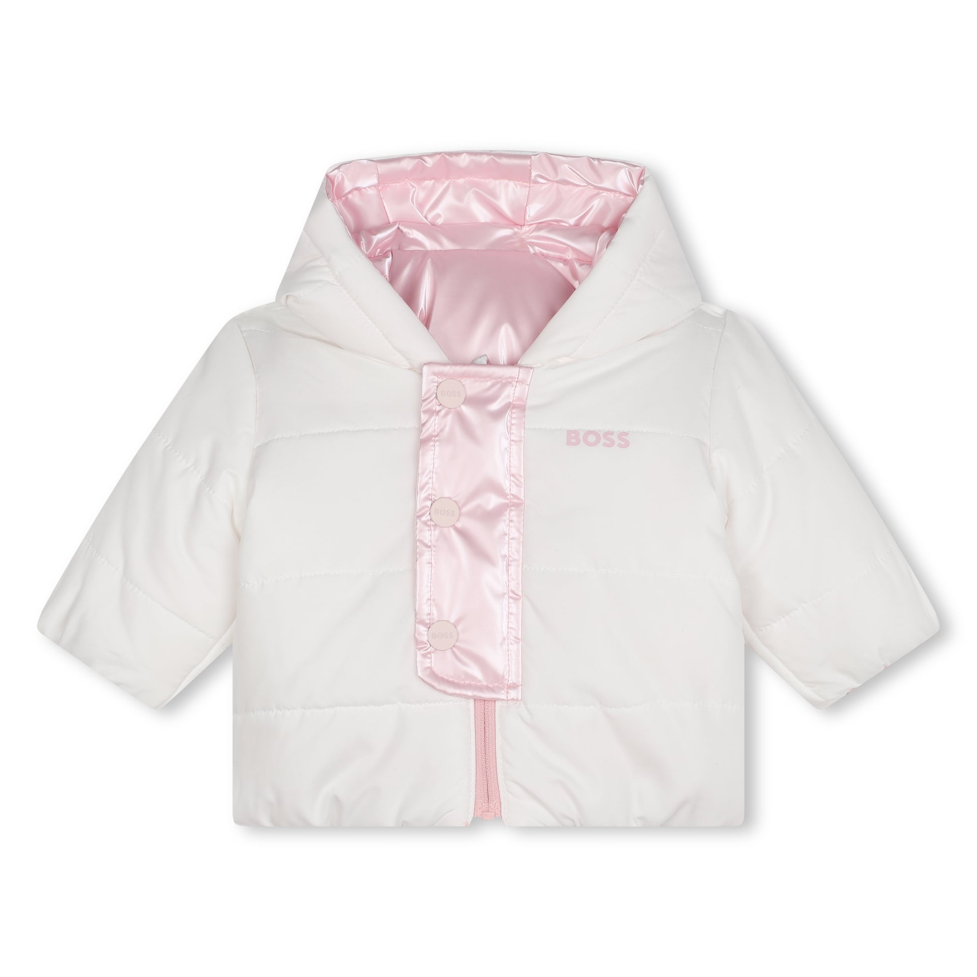 Boss, Coats & Jackets, Boss - Pale pink baby reversible puffer jacket