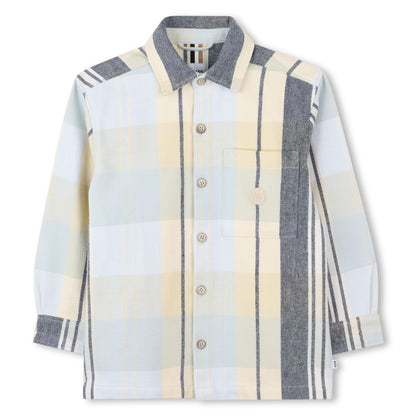 Plaid shirt with a collar on a white background