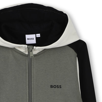 Boss - Khaki, black and cream tracksuit