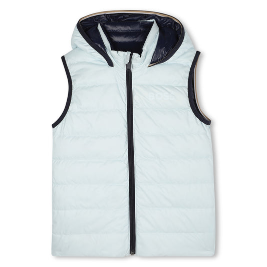 Boss - Pale blue reversible hooded  padded gilet