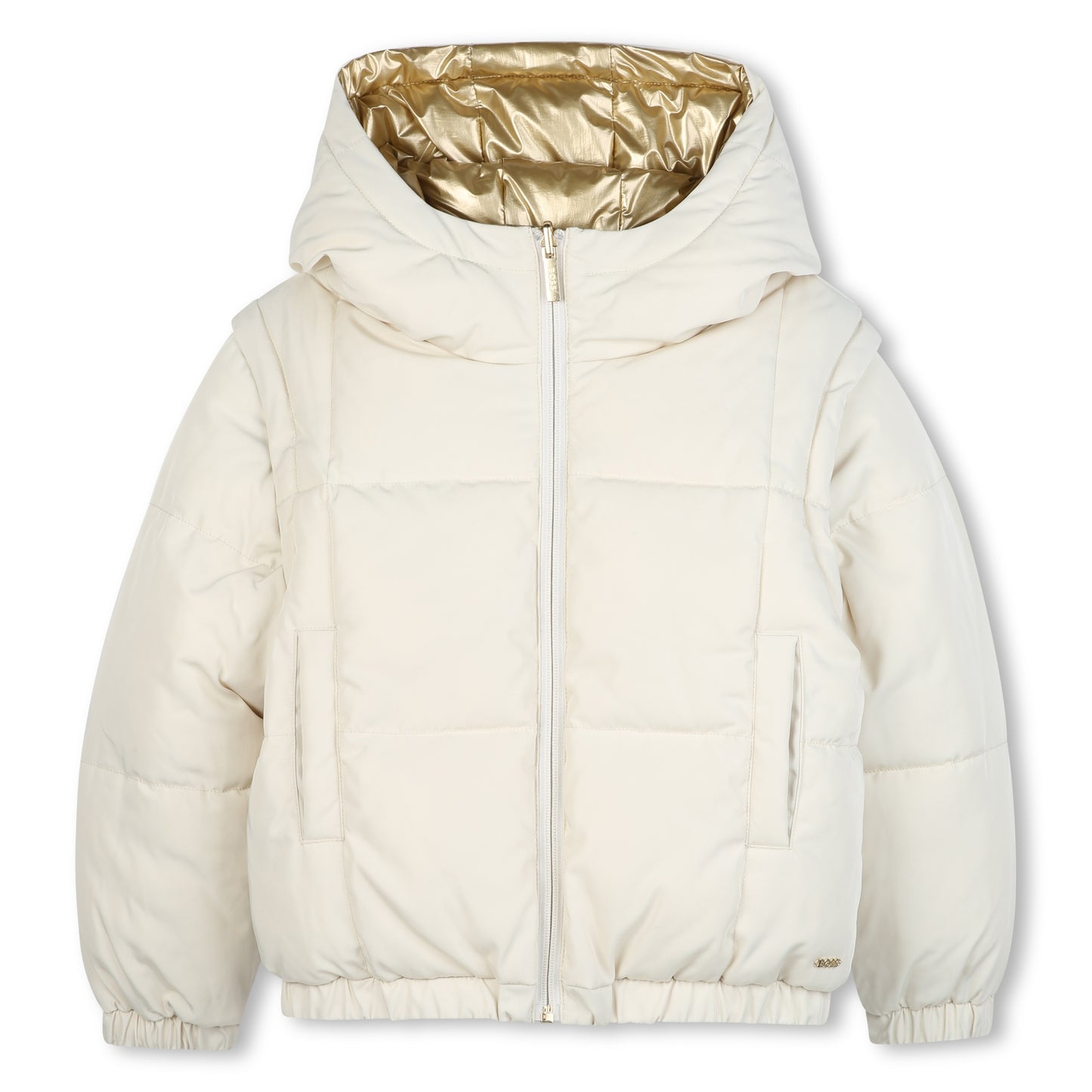 Boss -  Gold reversible puffer jacket, 4yrs