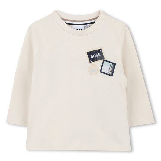 Boss - Sand, long sleeved T-shirt.  (18m -3yrs)