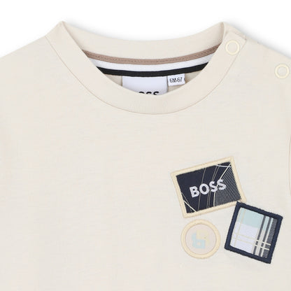 Boss - Sand, long sleeved T-shirt.  (18m -3yrs)