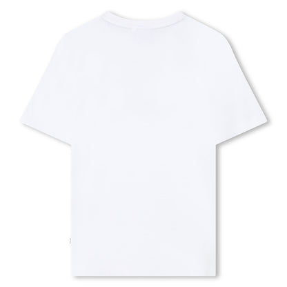 Boss - White crew neck T-shirt with signature boss front stripes