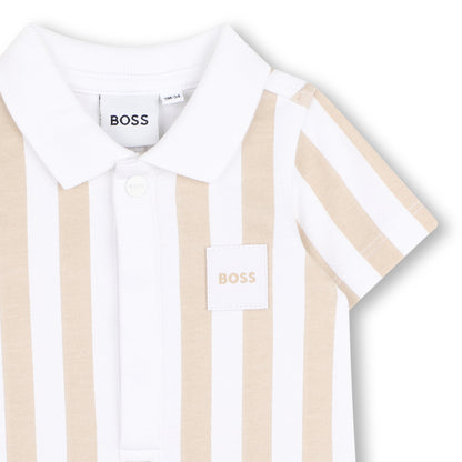 Boss - Baby romper, white and beige striped