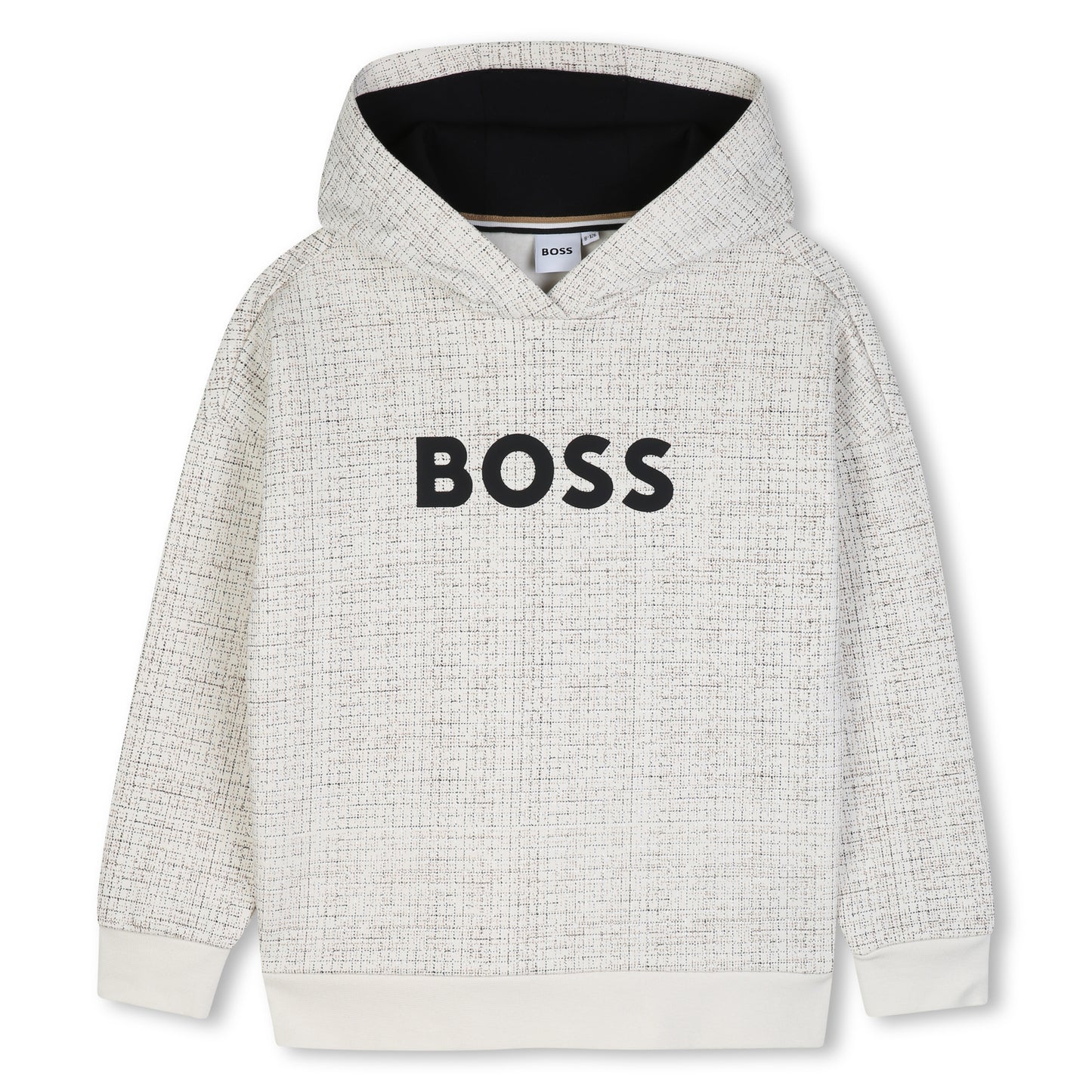 Boss - Hoodie with all over grid print and front BOSS branding