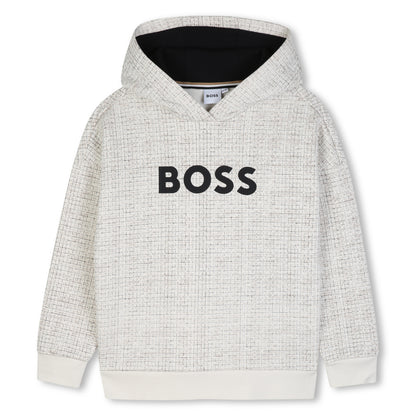 Boss - Hoodie with all over grid print and front BOSS branding