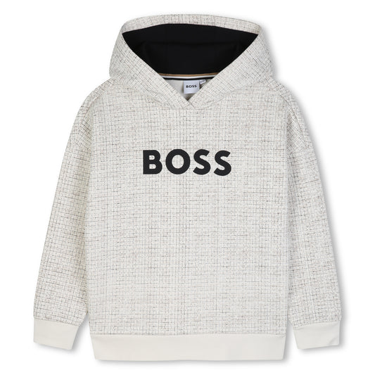 Boss - Hoodie with all over grid print and front BOSS branding