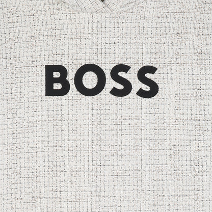 Boss - Hoodie with all over grid print and front BOSS branding