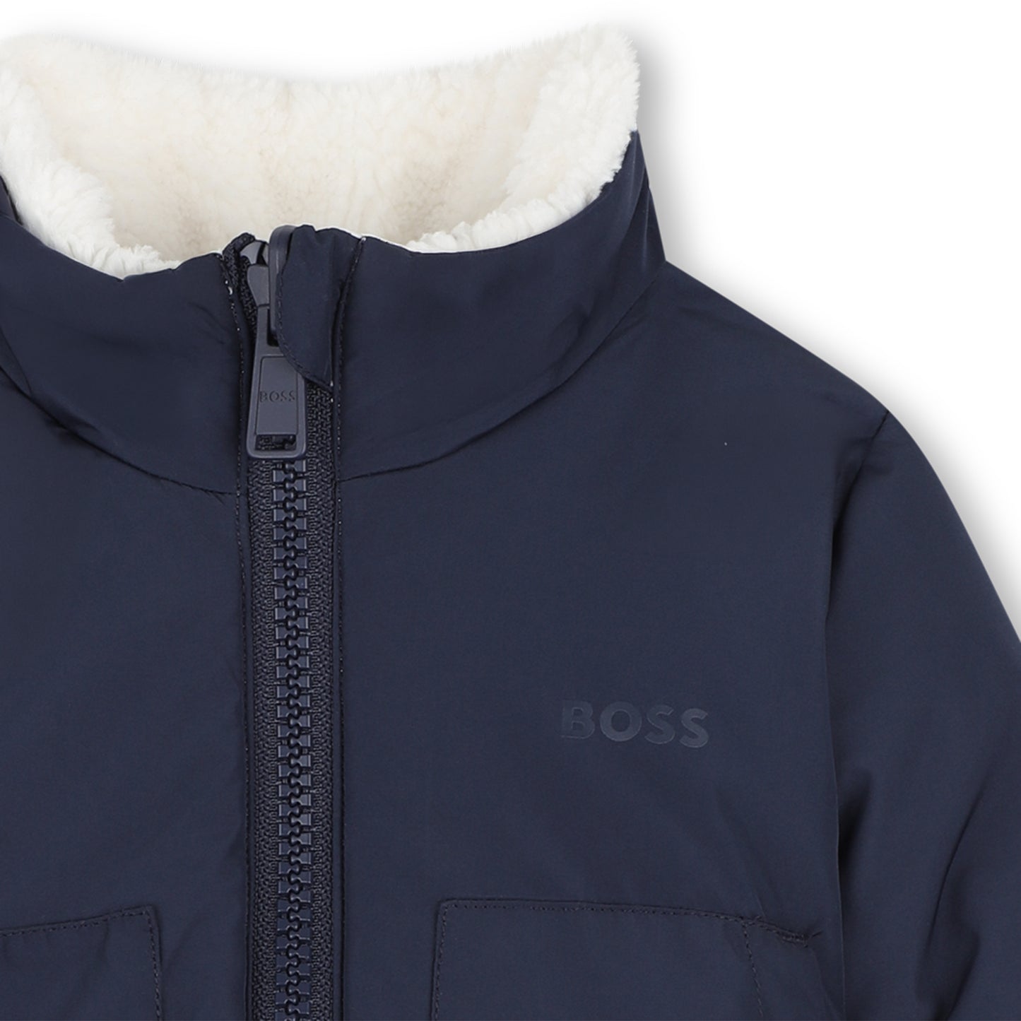 Boss - Zip fleece, reversible, navy and cream (toddler)